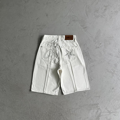 Crtez Denim Shorts - White