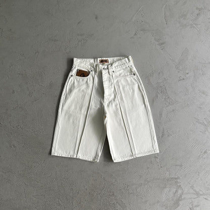 Crtez Denim Shorts - White