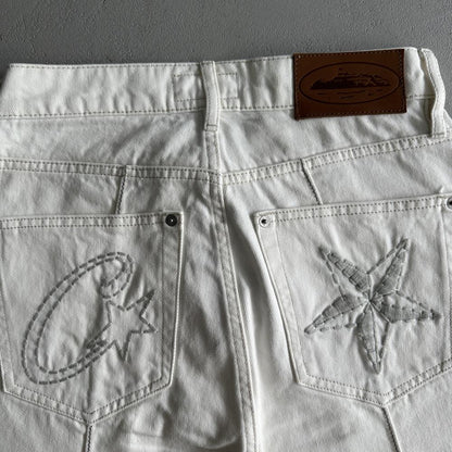 Crtez Denim Shorts - White