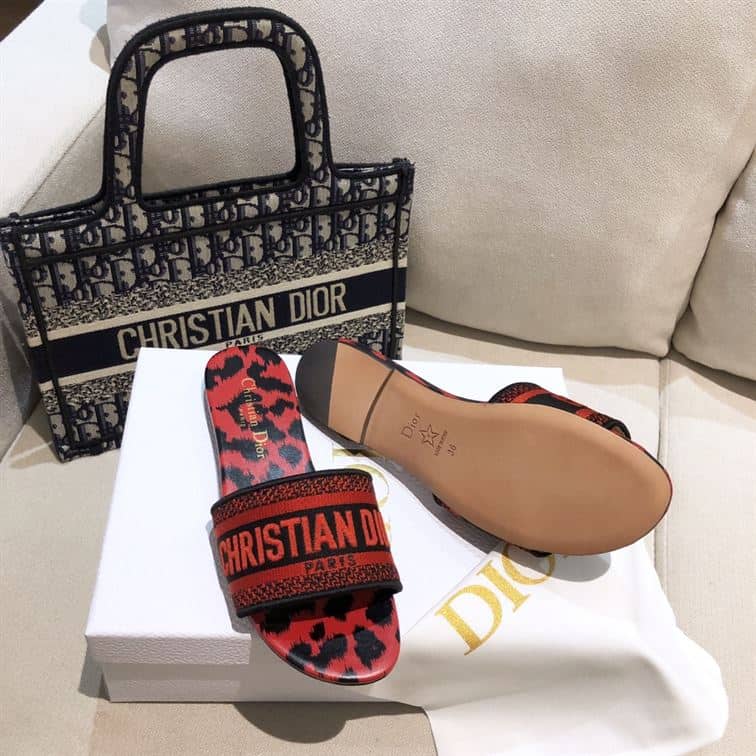 Dior Slip On Sandals - Red Cougar