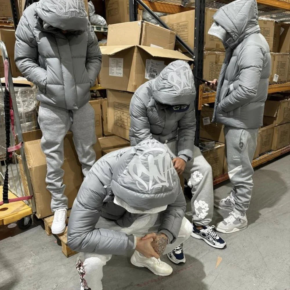 Syn Puffer Coat - Grey/White