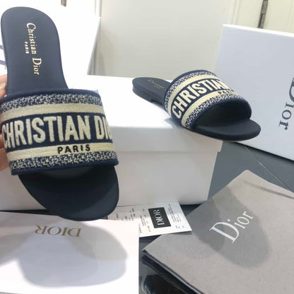 Dior Slip On Sandals - Navy Blue