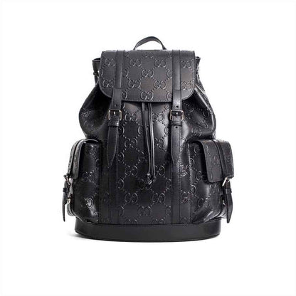 Gucci GG Embossed Leather Backpack - Black