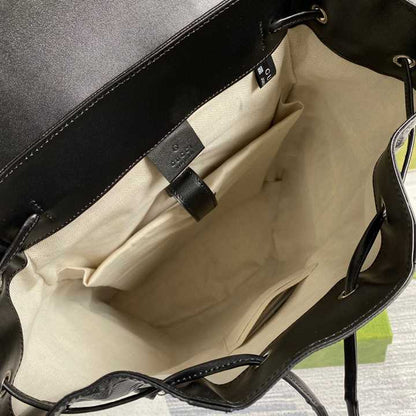 Gucci GG Embossed Leather Backpack - Black