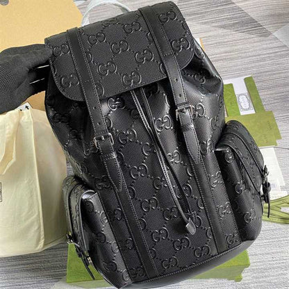 Gucci GG Embossed Leather Backpack - Black