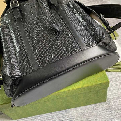 Gucci GG Embossed Leather Backpack - Black