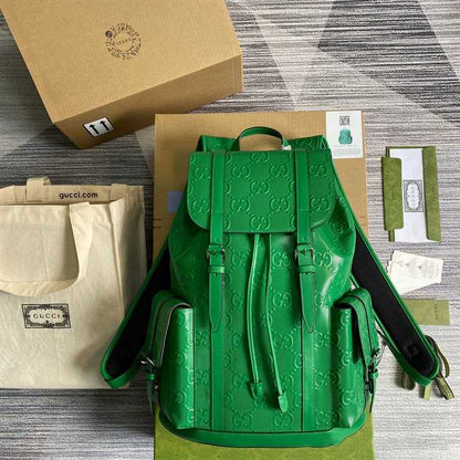 Gucci GG Embossed Leather Backpack - Green