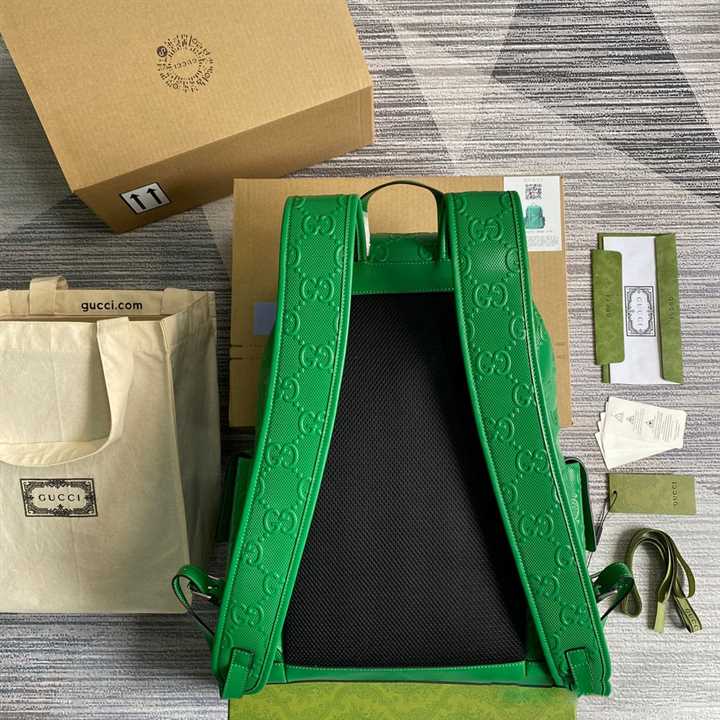 Gucci GG Embossed Leather Backpack - Green