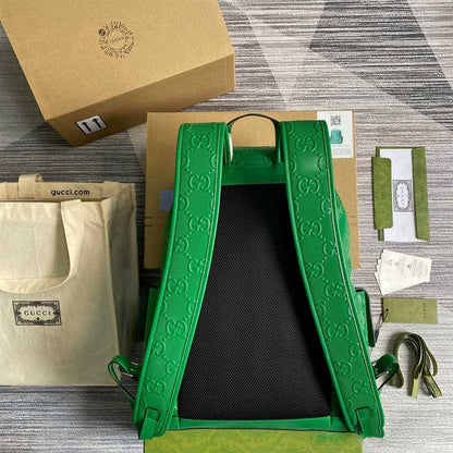 Gucci GG Embossed Leather Backpack - Green