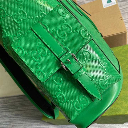 Gucci GG Embossed Leather Backpack - Green