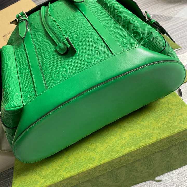 Gucci GG Embossed Leather Backpack - Green