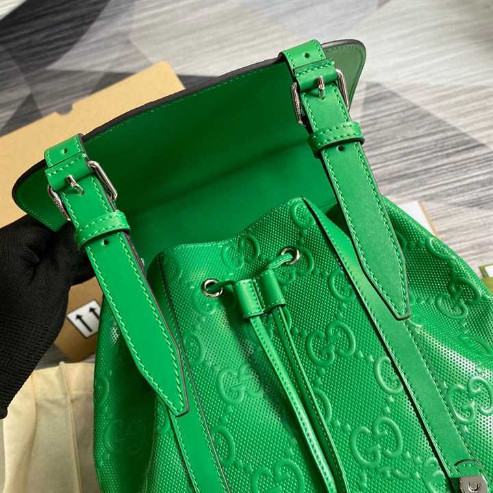 Gucci GG Embossed Leather Backpack - Green