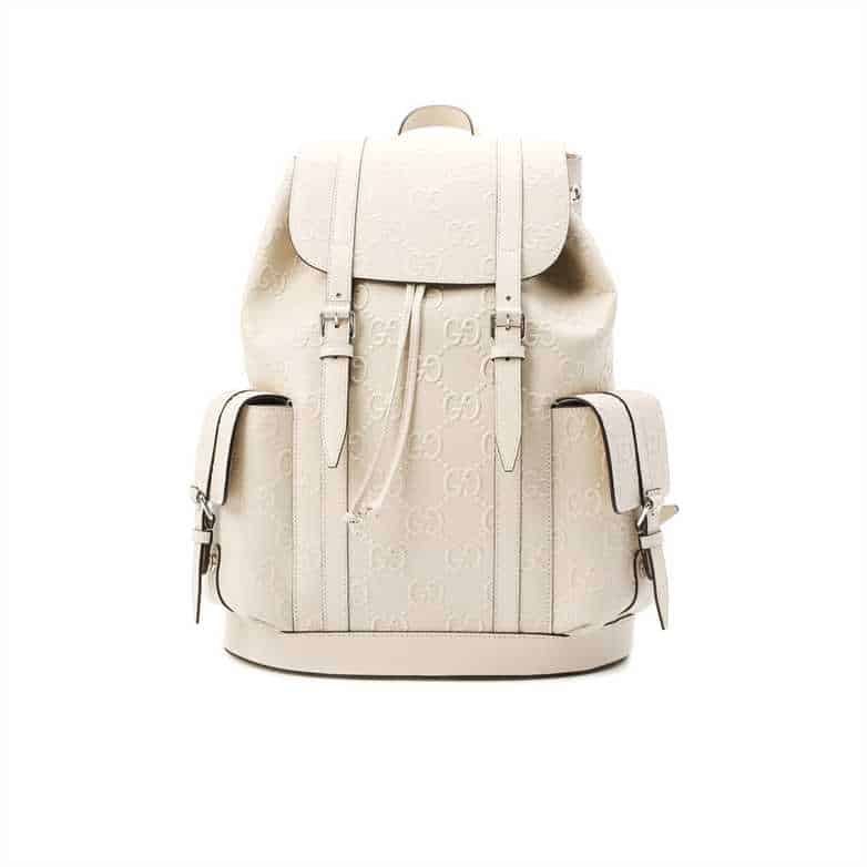 Gucci GG Embossed Leather Backpack - White