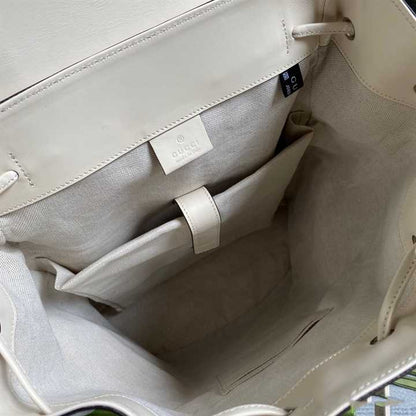 Gucci GG Embossed Leather Backpack - White