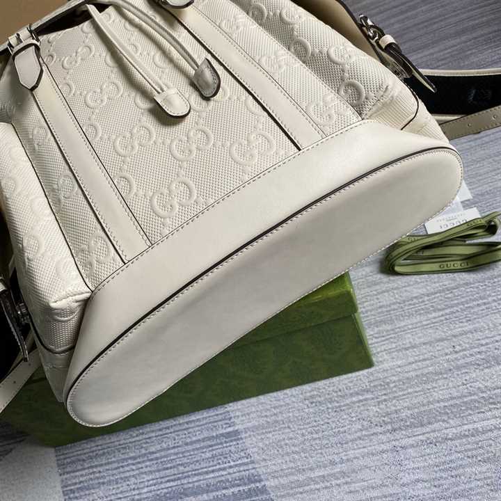 Gucci GG Embossed Leather Backpack - White