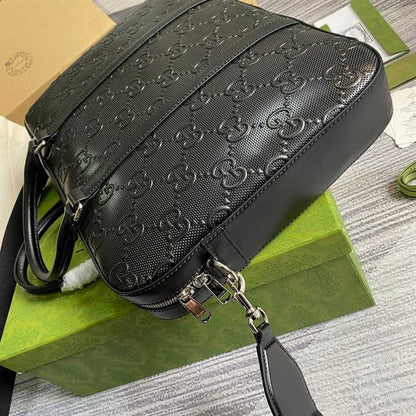 Gucci GG Embossed Leather Briefcase - Black