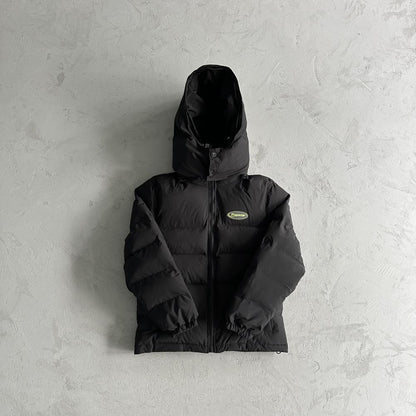 TS Hyperdrive Detachable Hooded Puffer Jacket - Black/Lime