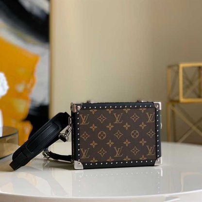 LV Clutch Box Monogram Eclipse Canvas Bag - Brown