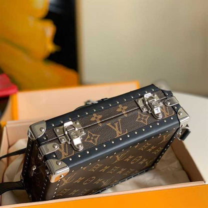 LV Clutch Box Monogram Eclipse Canvas Bag - Brown