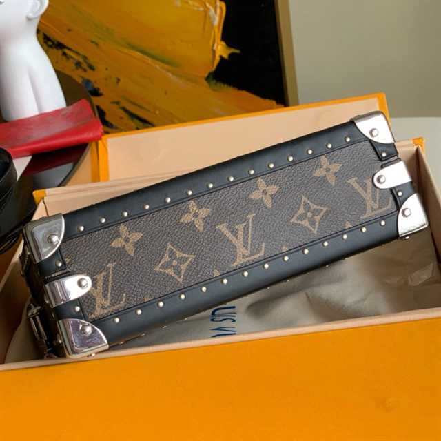 LV Clutch Box Monogram Eclipse Canvas Bag - Brown