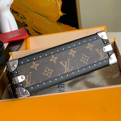 LV Clutch Box Monogram Eclipse Canvas Bag - Brown