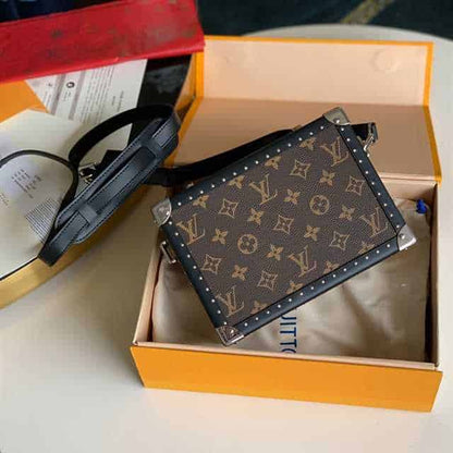 LV Clutch Box Monogram Eclipse Canvas Bag - Brown