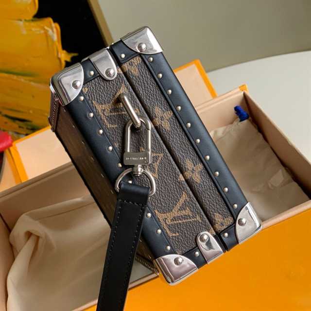LV Clutch Box Monogram Eclipse Canvas Bag - Brown