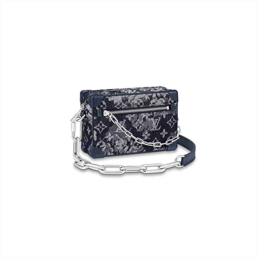 LV Mini Soft Trunk Monogram Tapestry Canvas Bag - Black/White