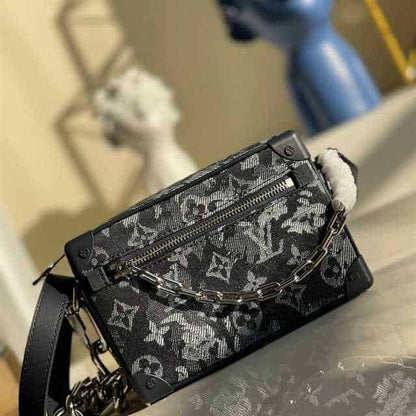 LV Mini Soft Trunk Monogram Tapestry Canvas Bag - Black/White