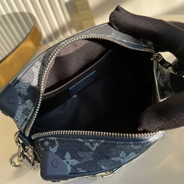 LV Mini Soft Trunk Monogram Tapestry Canvas Bag - Black/White