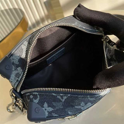 LV Mini Soft Trunk Monogram Tapestry Canvas Bag - Black/White