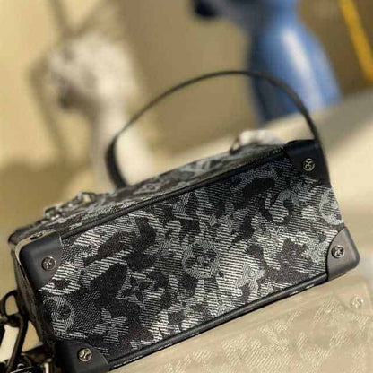 LV Mini Soft Trunk Monogram Tapestry Canvas Bag - Black/White
