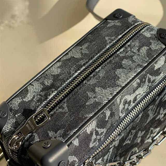 LV Mini Soft Trunk Monogram Tapestry Canvas Bag - Black/White