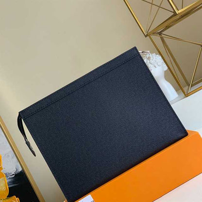 LV Voyage Taiga Leather Pochette - Black