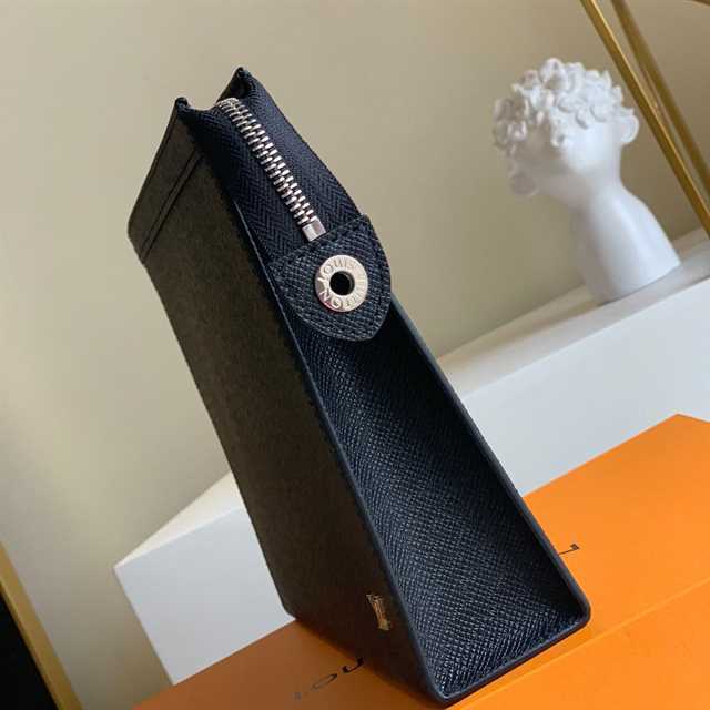 LV Voyage Taiga Leather Pochette - Black