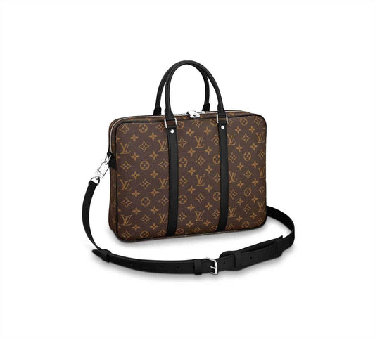 LV Porte-Document Voyage Monogram Macassar Bag - Brown