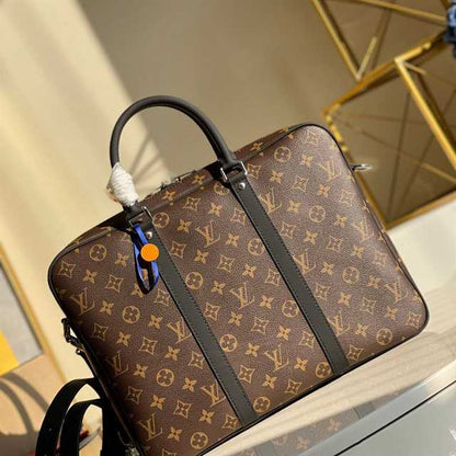 LV Porte-Document Voyage Monogram Macassar Bag - Brown