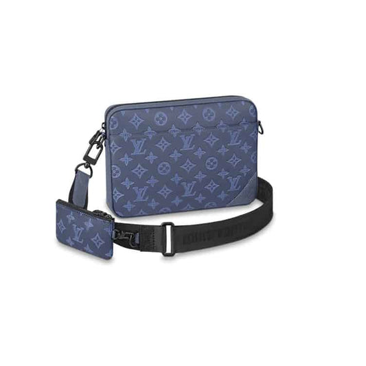 LV Monogram Shadow Cowhide Leather Duo Messenger Bag - Navy