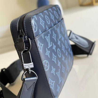 LV Monogram Shadow Cowhide Leather Duo Messenger Bag - Navy