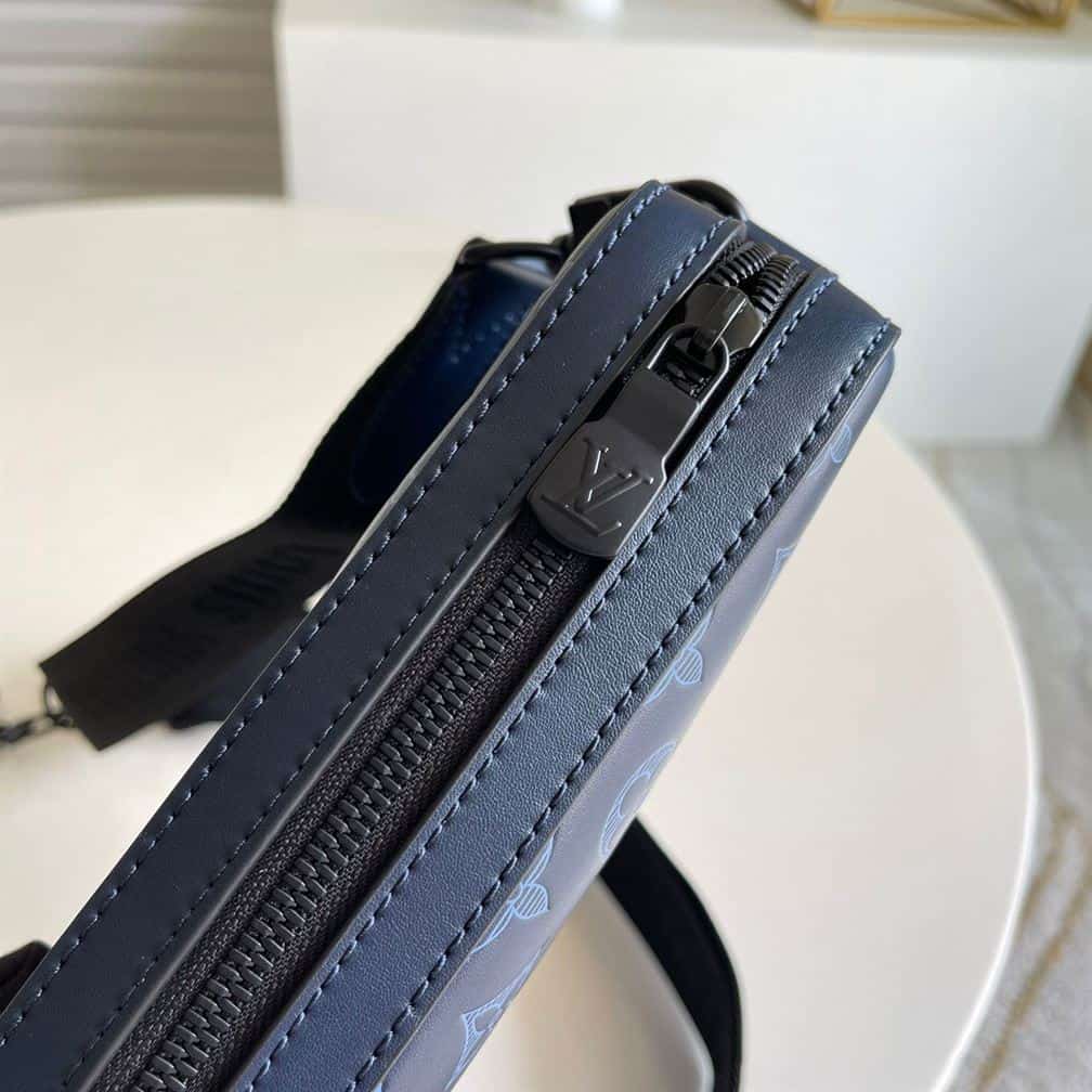 LV Monogram Shadow Cowhide Leather Duo Messenger Bag - Navy