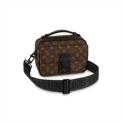 LV S Lock Messenger Bag Monogram Macassar Side Bag - Brown
