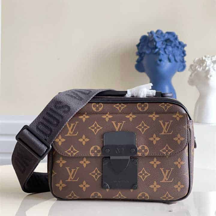 LV S Lock Messenger Bag Monogram Macassar Side Bag - Brown