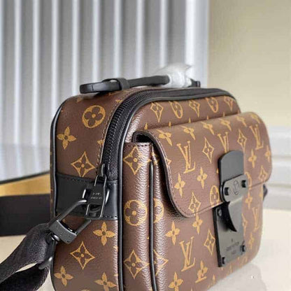 LV S Lock Messenger Bag Monogram Macassar Side Bag - Brown