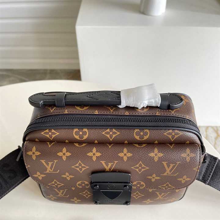 LV S Lock Messenger Bag Monogram Macassar Side Bag - Brown
