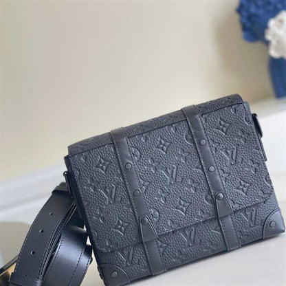 LV Trunk Taurillon Monogram Leather Messenger Bag - Black
