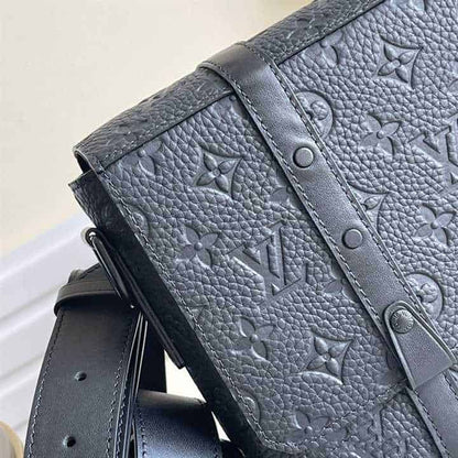 LV Trunk Taurillon Monogram Leather Messenger Bag - Black