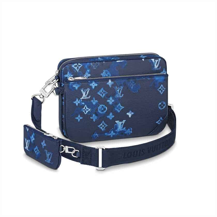 LV Trio Messenger Ink Leather Side Bag - Blue