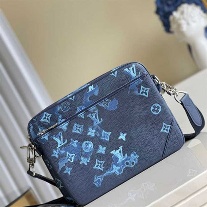 LV Trio Messenger Ink Leather Side Bag - Blue