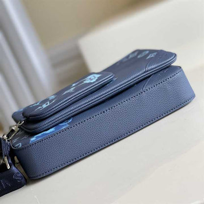 LV Trio Messenger Ink Leather Side Bag - Blue