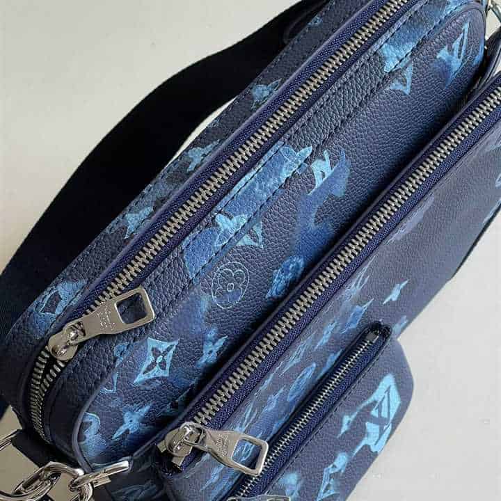 LV Trio Messenger Ink Leather Side Bag - Blue